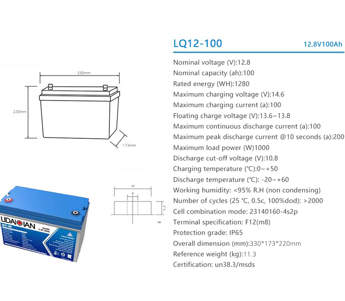 100V LifePO4 battery